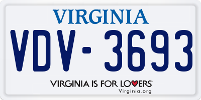 VA license plate VDV3693