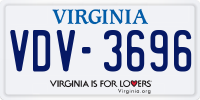 VA license plate VDV3696