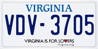 VA license plate VDV3705