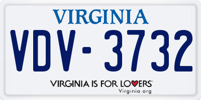 VA license plate VDV3732
