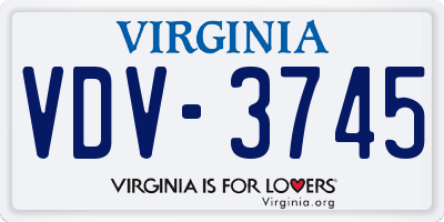 VA license plate VDV3745