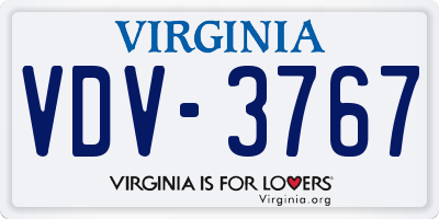 VA license plate VDV3767