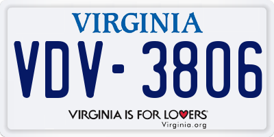 VA license plate VDV3806