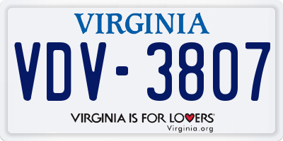 VA license plate VDV3807