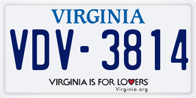 VA license plate VDV3814