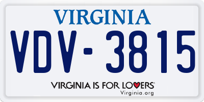VA license plate VDV3815