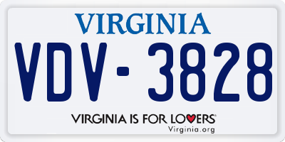 VA license plate VDV3828