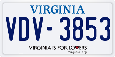 VA license plate VDV3853