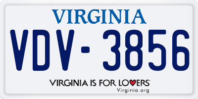 VA license plate VDV3856
