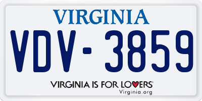 VA license plate VDV3859