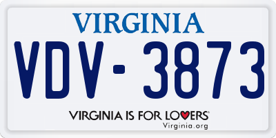 VA license plate VDV3873