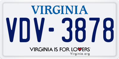 VA license plate VDV3878