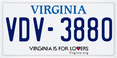 VA license plate VDV3880
