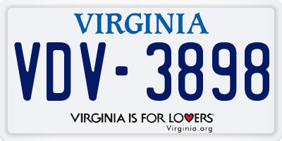 VA license plate VDV3898