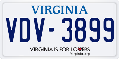 VA license plate VDV3899