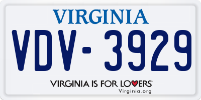 VA license plate VDV3929