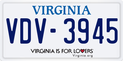 VA license plate VDV3945