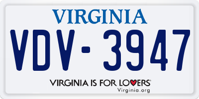 VA license plate VDV3947