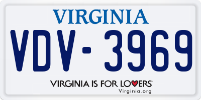 VA license plate VDV3969