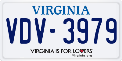 VA license plate VDV3979