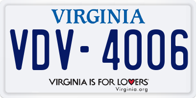 VA license plate VDV4006