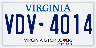 VA license plate VDV4014