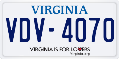 VA license plate VDV4070