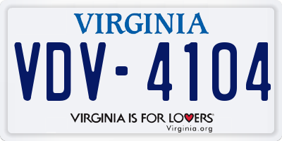 VA license plate VDV4104