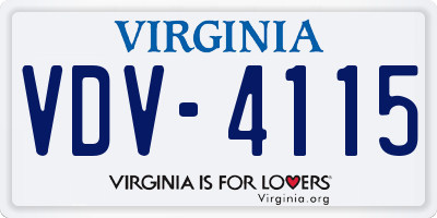 VA license plate VDV4115