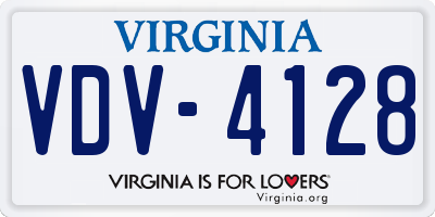 VA license plate VDV4128