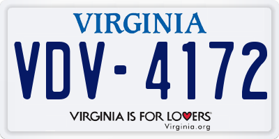 VA license plate VDV4172