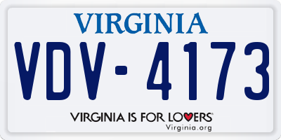 VA license plate VDV4173
