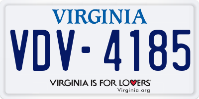 VA license plate VDV4185