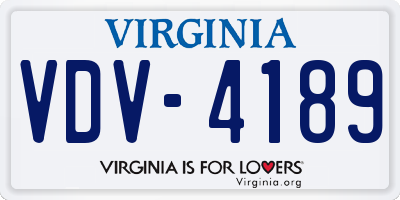 VA license plate VDV4189