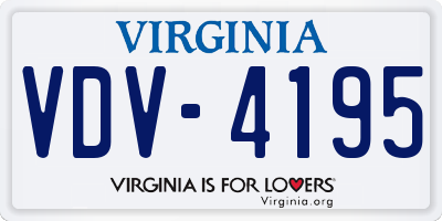 VA license plate VDV4195