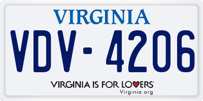 VA license plate VDV4206