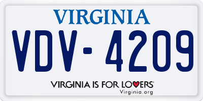VA license plate VDV4209