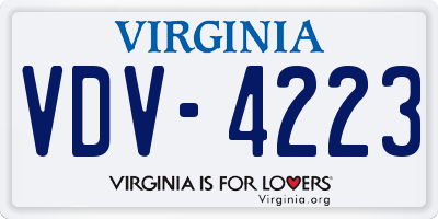 VA license plate VDV4223