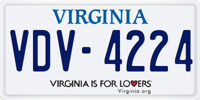 VA license plate VDV4224