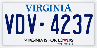 VA license plate VDV4237
