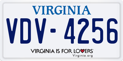 VA license plate VDV4256
