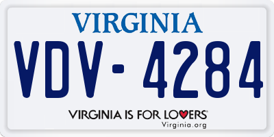VA license plate VDV4284