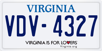 VA license plate VDV4327