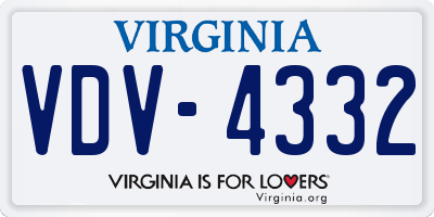 VA license plate VDV4332