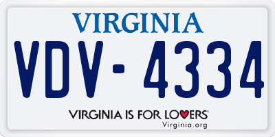 VA license plate VDV4334