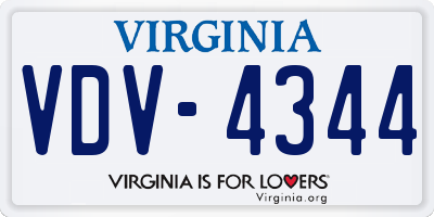 VA license plate VDV4344