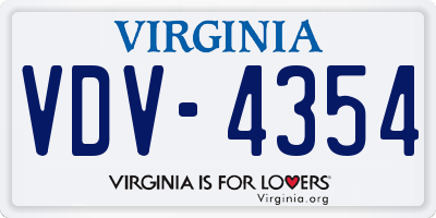 VA license plate VDV4354