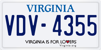 VA license plate VDV4355