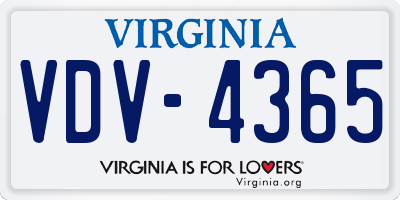 VA license plate VDV4365