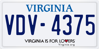 VA license plate VDV4375